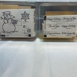 Stampin' Up! Snowman and Sentiments Rubber Stamp Sets. Frosty & Warmest Regards